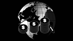  Animated of global growth with dollar graph concept. Success business growth dollar graph and rotating earth map	 - Powered by Shutterstock - Get 15% off with code: PIKWIZARD15
