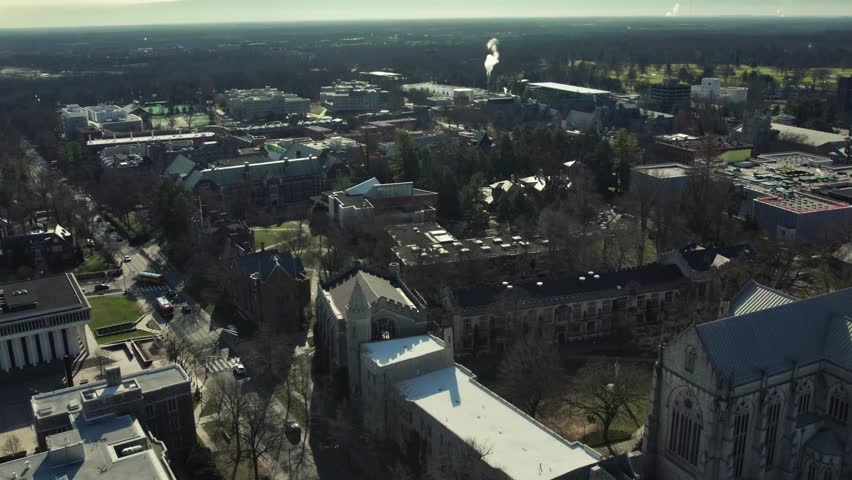 Yale University is a private Ivy League research university in New Haven, Connecticut. Beautifully timed on a drone in 2024. High quality 4k footage