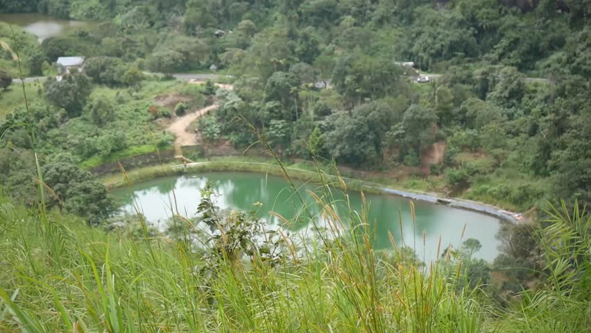 A Green Pond Near To The Hill Station, Cloudy Grassland With A Green Pond, Isolated Pond, Grass Moving Near A Pool, Natural Swimming Pool, Elaveezhapoonchira, Munnar, Kerala Tourism, Indian Tourism