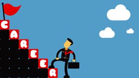 Animated Illustration of Businessman Career. Describe with cartoon character walking up the stairs to success goal. - Powered by Shutterstock - Get 15% off with code: PIKWIZARD15