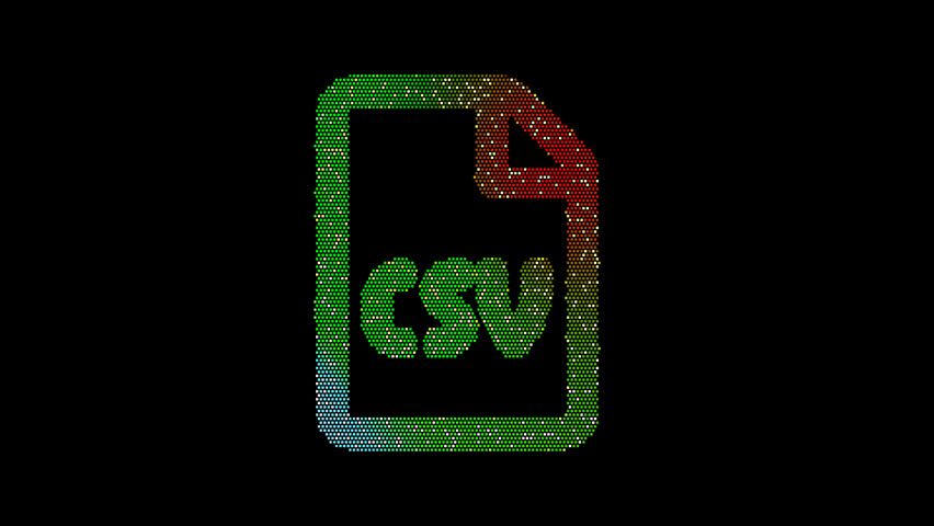 Icon file csv is made up of LED square shapes that shimmer and flicker. There are black dead diodes. In-Out looped. Alpha BW at the end