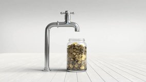 Faucet with gold coins flowing into a glass jar, Money saving concept - Powered by Shutterstock - Get 15% off with code: PIKWIZARD15