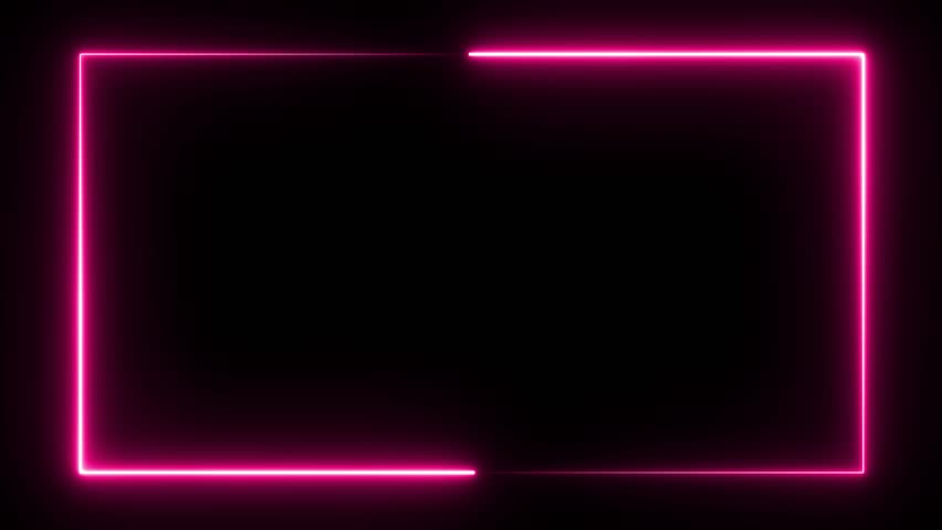 Purple Laser Effect Neon Frame – Glowing Animated Border with Repetitive Motion and Flashing Light, Isolated on Black Background in 4K Resolution