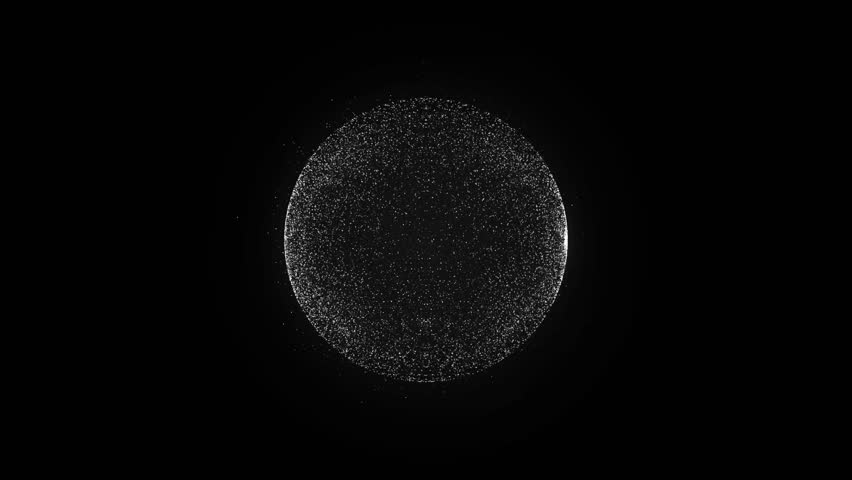 Abstract Glowing Particles Traveling Around The Sphere in Seamless Loop