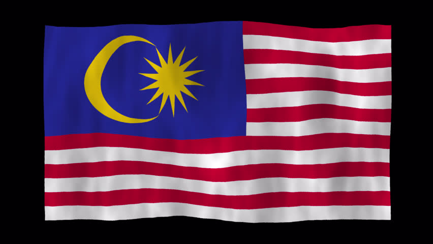 Looping animation of a waving 3D Malaysia flag with alpha channel