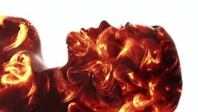 Vertical video. Surreal portrait. Female energy. Orange color burning woman silhouette double exposure isolated on white background. - Powered by Shutterstock - Get 15% off with code: PIKWIZARD15