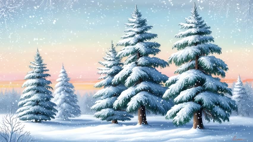 Scenic winter landscape featuring snow-covered trees and frosty atmosphere. Nature concept