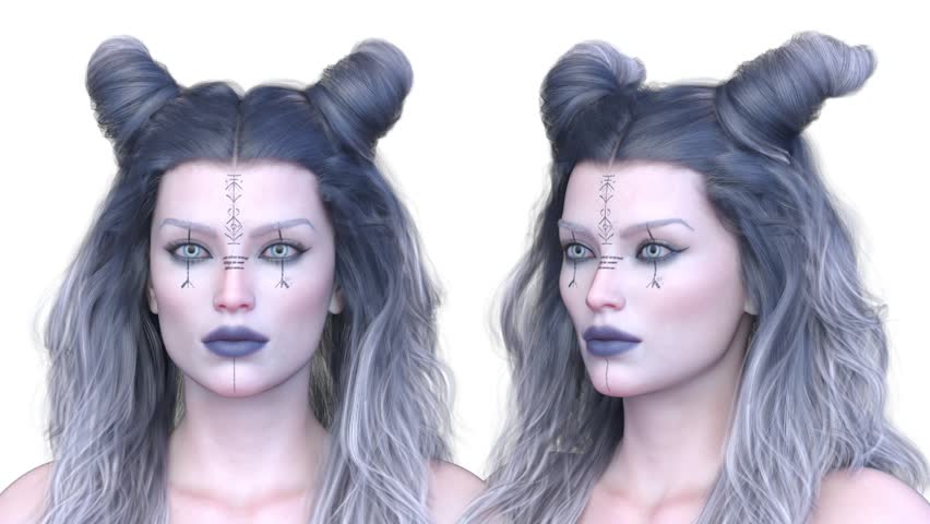 3D rendering of a female vampire face close-up