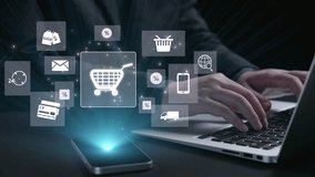 Business person integrates omni-channel strategies, enhancing online shopping and marketing reach. Discover the power of omni-channel marketing in creating cohesive brand experiences. UUID - Powered by Shutterstock - Get 15% off with code: PIKWIZARD15