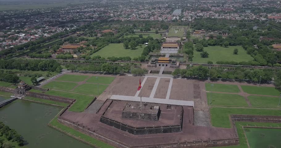 Top aerial view of The capital of the Nguyen Lords, Vietnam. Hue is the capital city of Thua Thien - Hue province, Vietnam