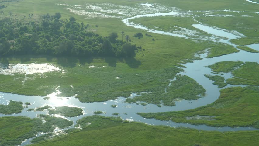 Flying over the Okavango Delta in Botswana