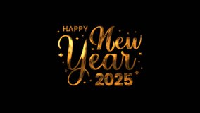Golden Happy New Year 2025 lettering, Alpha Channel. Suitable for New Years Eve celebrations invitations or social media graphics. - Powered by Shutterstock - Get 15% off with code: PIKWIZARD15