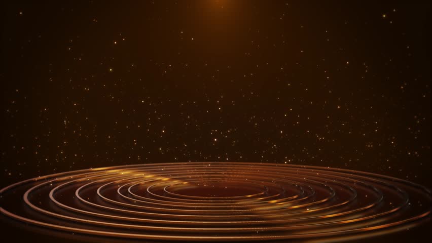 Festive podium stage stand in Golden lights on grunge dark background animation. Evening performance. podium Futuristic showcase with platform for product displaying. Empty modern. 3D Illustration