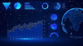 HUD technology infographic elements Sci Fi User Interface data display Financial Business Charts, Graphs Diagrams, 4K Backgrounds. investment. charts data numbers. Business financial. 3D Illustration - Powered by Shutterstock - Get 15% off with code: PIKWIZARD15