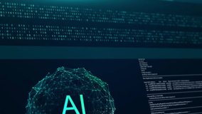 Hi-tech futuristic digital business corporate technology AI, artificial intelligence. Modern research design Big data flow transfer language generative ai presentation machine. 3D Illustration - Powered by Shutterstock - Get 15% off with code: PIKWIZARD15