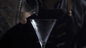 Pour martini cocktail from mixing glass into tall glass - Powered by Shutterstock - Get 15% off with code: PIKWIZARD15