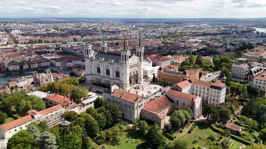 Basilica of Notre-Dame de Fourviere, a hilltop landmark, Lyon, France