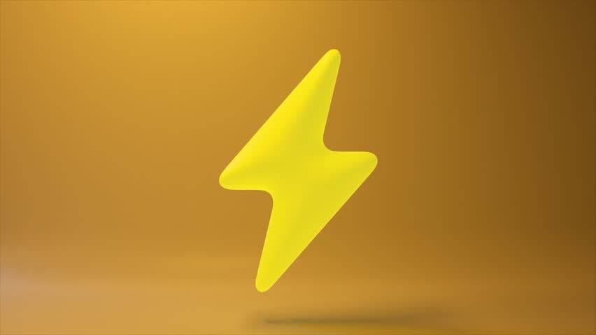 Yellow lightning bolt is morphing and rotating on a colorful background. It changes shape and color, becoming a vertical pill on a blue and brown background. 3D Illustration