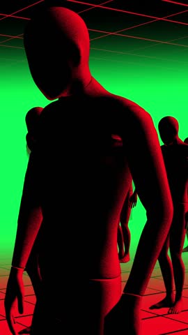 An abstract group of illustrated style cloned people.