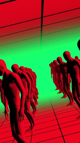 An abstract group of illustrated style cloned people.