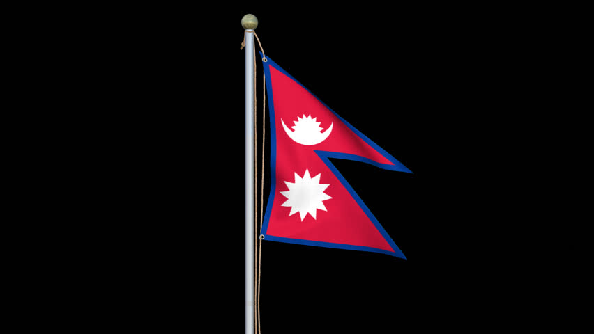 Waving flag of Nepal transparent video. Nepali Flag, the symbol of the state on wavy fabric.
