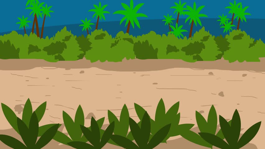 Animated video of a saber-toothed tiger running in the jungle, art.