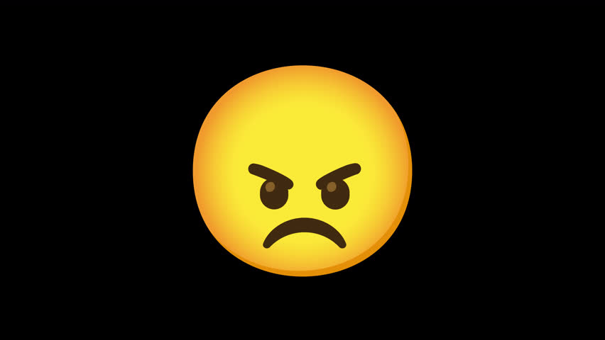 Angry emoji 4K animation. Transparent background. Animated emoticon on Alpha channel.