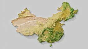 Layered view of a detailed topographic map of China. Height, mountains, plains, rivers, and natural landscapes.   - Powered by Shutterstock - Get 15% off with code: PIKWIZARD15