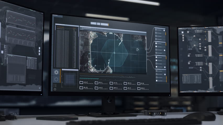Spy Surveillance Program Scans Naval Force Base With Advanced Satellite. Spy Surveillance Scan System For Location Detection. Target Tracking Scan. Spy Surveillance Technology. Gathering Intelligence