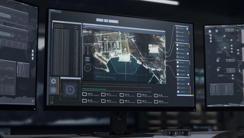 Spy Surveillance Program Scans Naval Force Base With Advanced Satellite. Spy Surveillance Scan System For Location Detection. Target Tracking Scan. Spy Surveillance Technology. Gathering Intelligence
