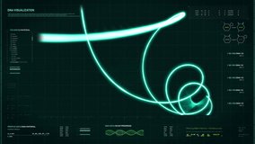 Software interface analyzes the microbiological composition of the dna double helix. Microbiology research system interface studies the dna helix. Microbiology tech interface inspects the gene helix. - Powered by Shutterstock - Get 15% off with code: PIKWIZARD15