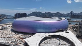 Hong Kong Kai Tak Sport and Cruise theme project construction development include a multi-functional CBD urban commercial residences, retail offices leisure parks and Stadium Sports Ground Recreation  - Powered by Shutterstock - Get 15% off with code: PIKWIZARD15