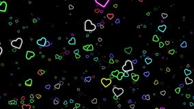 Colorful Neon Heart Background.  Valentin Neon Hearts Flying Overlay Background Loop - Powered by Shutterstock - Get 15% off with code: PIKWIZARD15