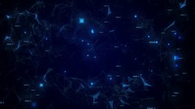 Camera Rotate And Towards To The Digital Data Technology Cyber Space Background. Digital Cyber Data Floating In Space Random Number Floating And Plexus Network Are Also Floating .glowing High Tech Com - Powered by Shutterstock - Get 15% off with code: PIKWIZARD15