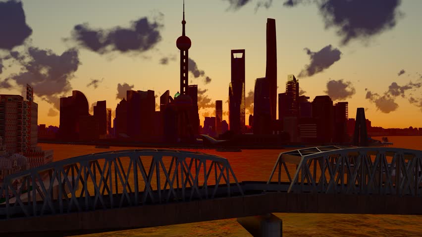 Sunrise time-lapse photography of the Bund Financial Center Building in Shanghai