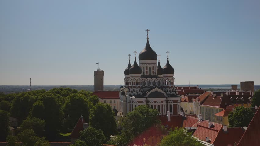 The upper part of old Tallinn with the Alexander Nevsky Church and the Pikk Hermann.