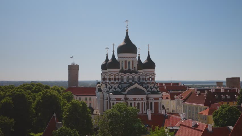 The upper part of old Tallinn with the Alexander Nevsky Church and the Pikk Hermann.