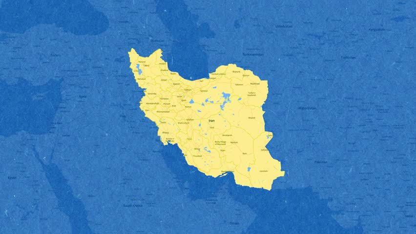 Dynamic Iran Map Animation - Blue and Yellow 