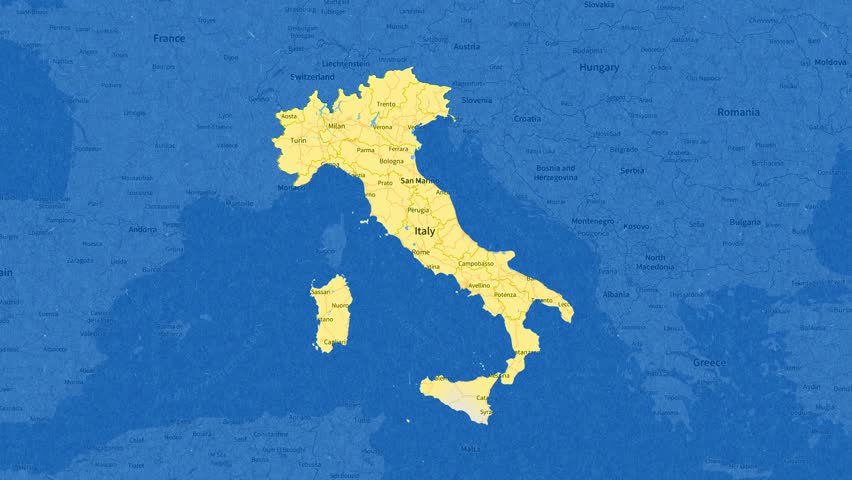Dynamic Italy Map Animation - Blue and Yellow 