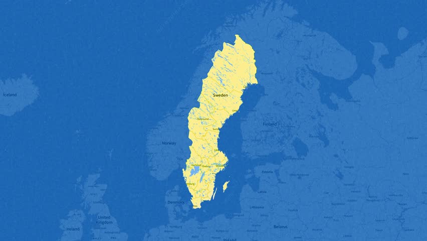 Dynamic Sweden Map Animation - Blue and Yellow 