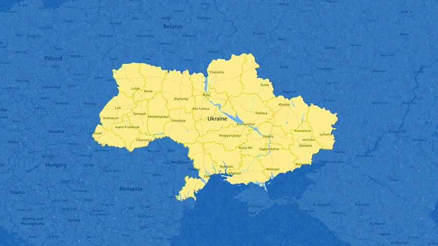 Dynamic Ukraine Map Animation - Blue and Yellow  - Powered by Shutterstock - Get 15% off with code: PIKWIZARD15