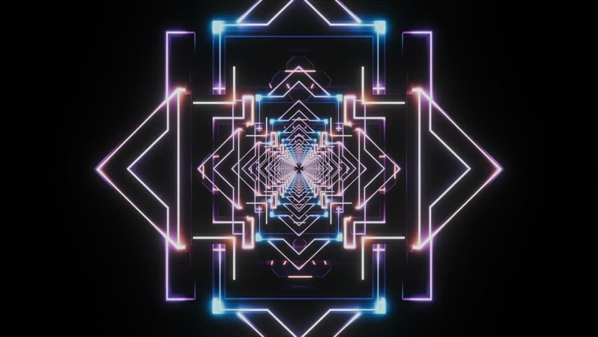 Abstract geometric neon lines forming dynamic, endless patterns. 3D Illustration