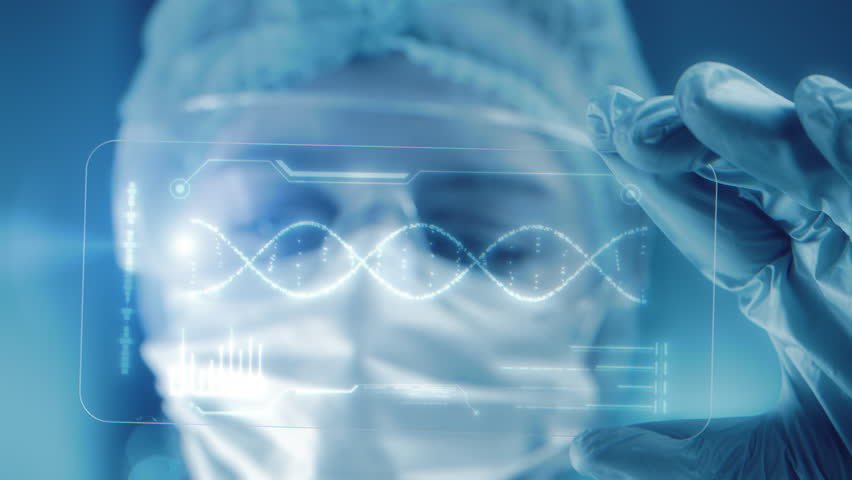 Innovate DNA Technology in Science and Medicine. Cutting Edge Biotechnology Research. Genetic Analysis for Healthcare Advancements. Genomic research or gene therapy concept. Futuristic medical charts