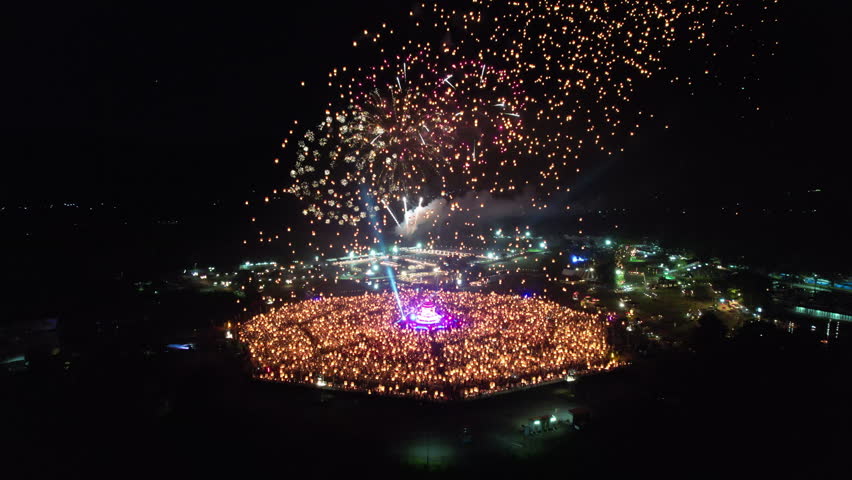 Floating lantern YeePeng Firework Festival or Yi Peng Lantern in Chiangmai, Chiang Mai festival and Loy Kratong Festival in Thailand,Asia 