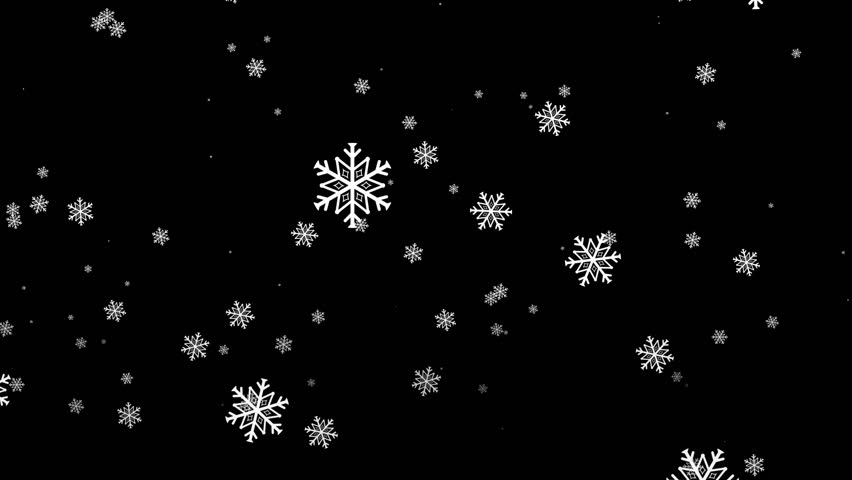 Shiny snowflake christmas particle overlay motion. Alpha transparent black background V8