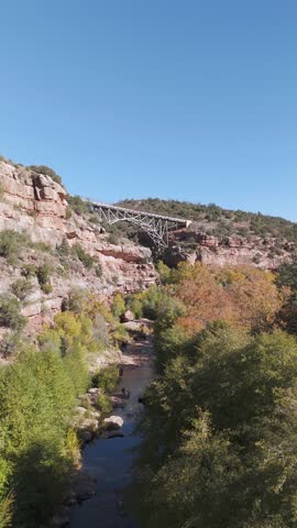 Vertical Aerial View Of Oak Creek Canyon At Fall Time In Sedona AZ