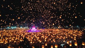 Floating lantern YeePeng Firework Festival or Yi Peng Lantern in Chiangmai, Chiang Mai festival and Loy Kratong Festival in Thailand,Asia  - Powered by Shutterstock - Get 15% off with code: PIKWIZARD15