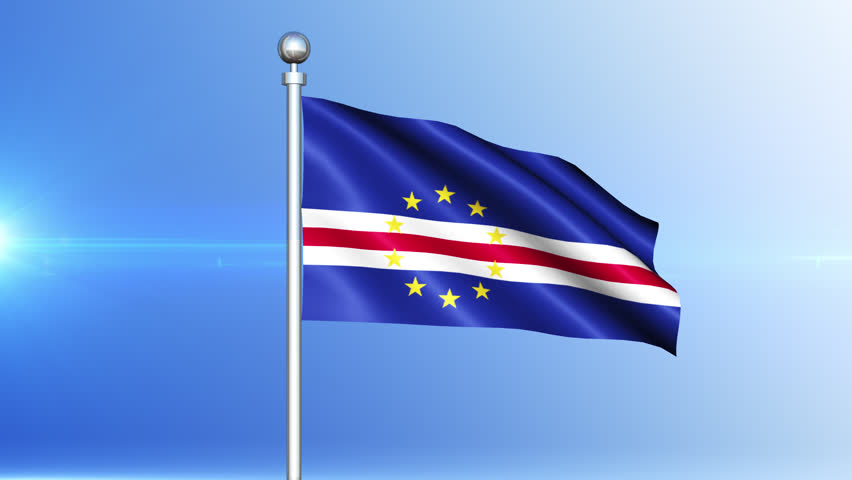 Cape Verde Flag Waving On A Pole Seamless Loop