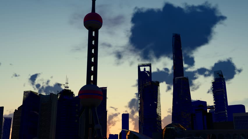 Shanghai Bund Oriental Pearl Tower morning sunrise time-lapse