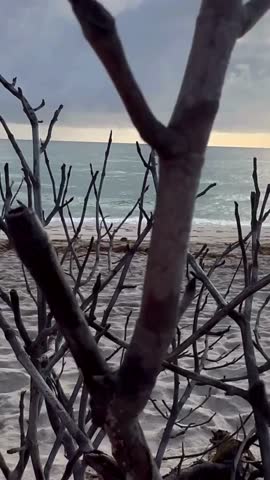 Capturing the serene scene of a calm beach during sunset